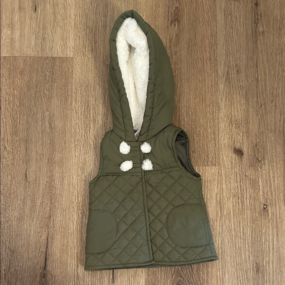 Aspen Kids Quilted Green Hooded Vest